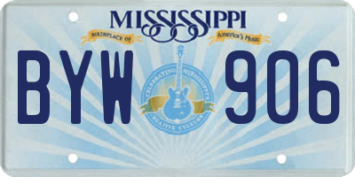 MS license plate BYW906