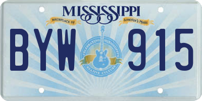 MS license plate BYW915