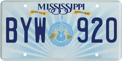 MS license plate BYW920