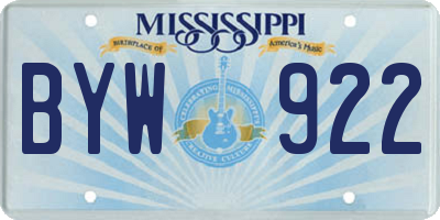MS license plate BYW922