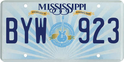 MS license plate BYW923