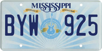 MS license plate BYW925