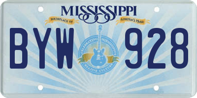 MS license plate BYW928