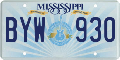 MS license plate BYW930