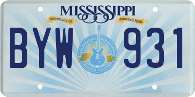 MS license plate BYW931