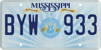 MS license plate BYW933