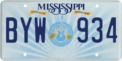 MS license plate BYW934