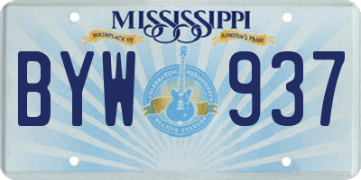 MS license plate BYW937