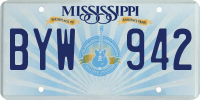 MS license plate BYW942