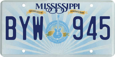 MS license plate BYW945