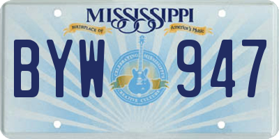 MS license plate BYW947