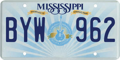 MS license plate BYW962