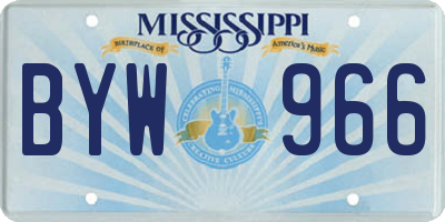MS license plate BYW966