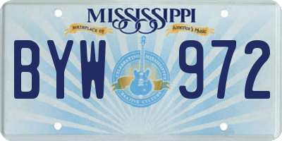MS license plate BYW972