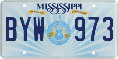MS license plate BYW973