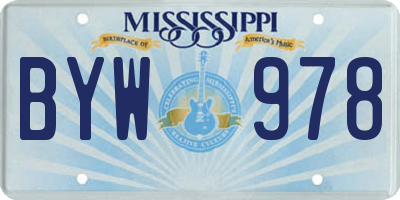 MS license plate BYW978
