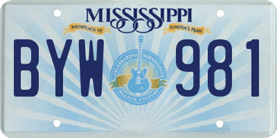 MS license plate BYW981