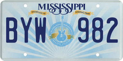 MS license plate BYW982