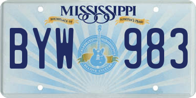 MS license plate BYW983