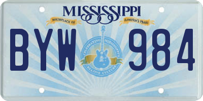 MS license plate BYW984