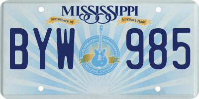 MS license plate BYW985