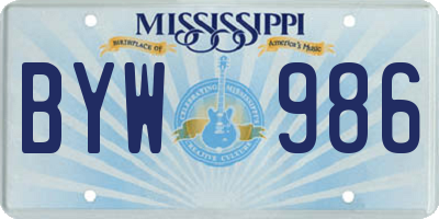 MS license plate BYW986