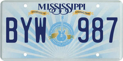 MS license plate BYW987