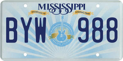 MS license plate BYW988