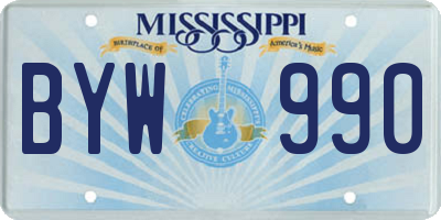 MS license plate BYW990