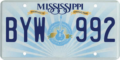 MS license plate BYW992