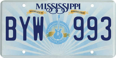 MS license plate BYW993