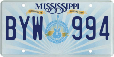 MS license plate BYW994