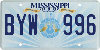 MS license plate BYW996