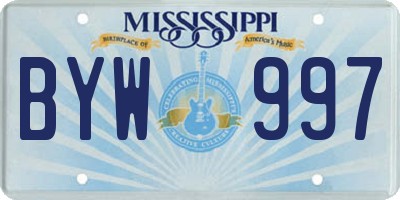 MS license plate BYW997