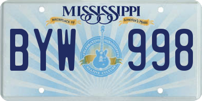 MS license plate BYW998