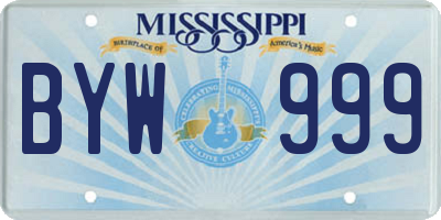 MS license plate BYW999