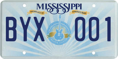 MS license plate BYX001