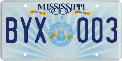 MS license plate BYX003