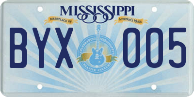 MS license plate BYX005