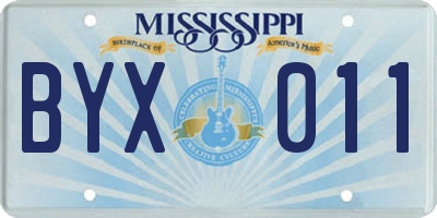 MS license plate BYX011