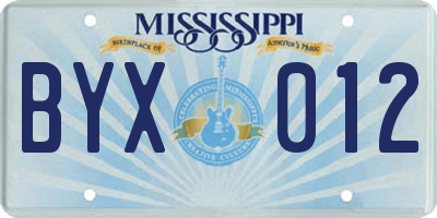MS license plate BYX012