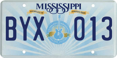 MS license plate BYX013