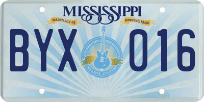 MS license plate BYX016