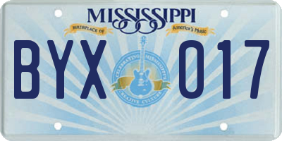 MS license plate BYX017