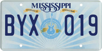 MS license plate BYX019