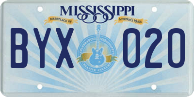MS license plate BYX020