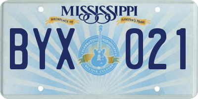 MS license plate BYX021