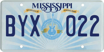 MS license plate BYX022
