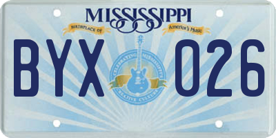 MS license plate BYX026