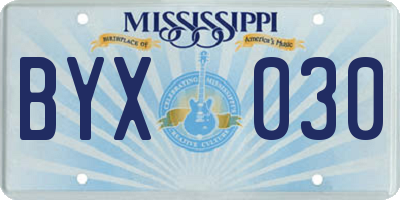 MS license plate BYX030